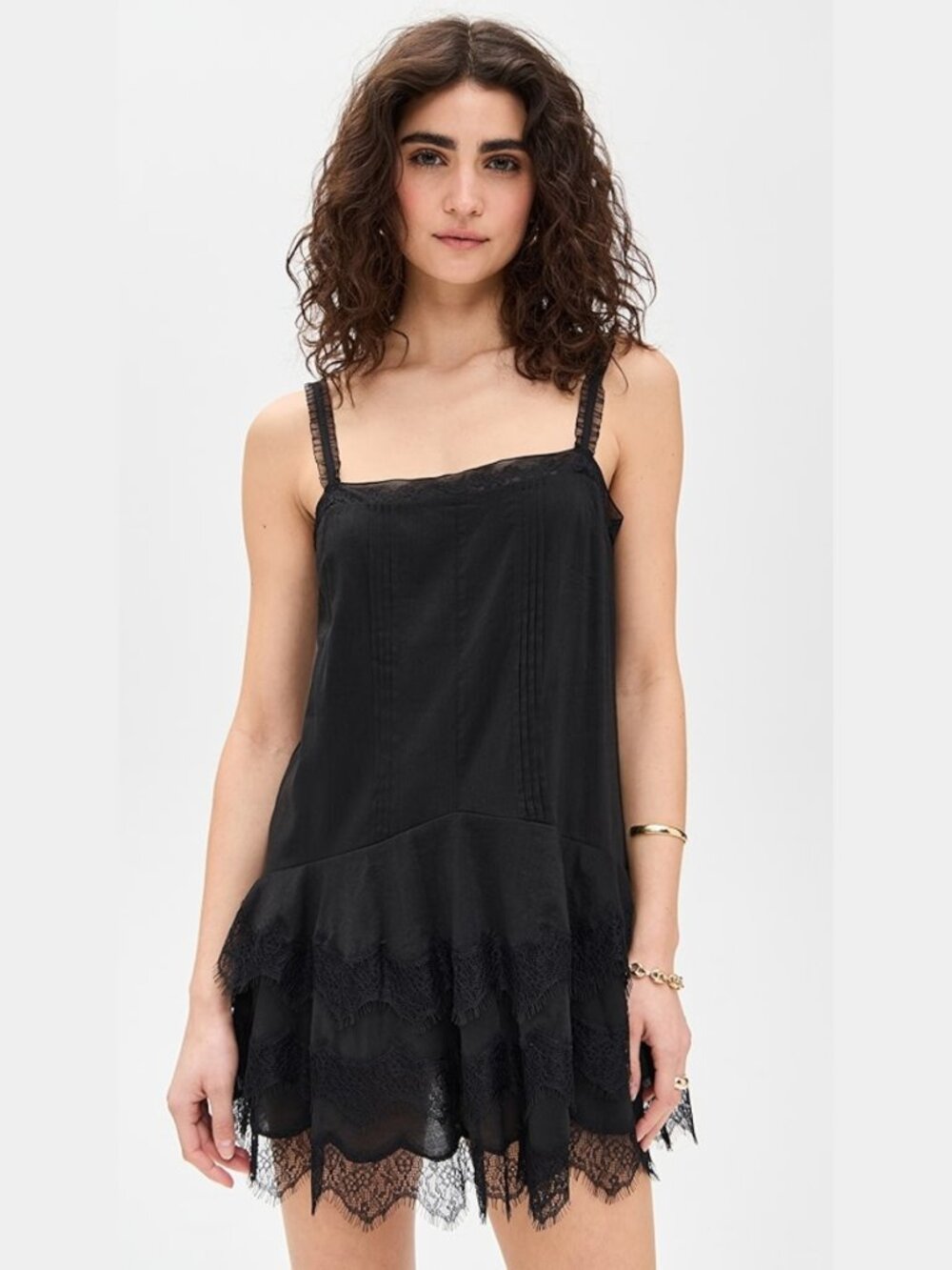 NWOT Reformation Cleodora Dress in Black Sleeveless Mini Ruffle Size 4